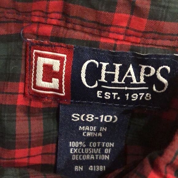 CHAPS boys long sleeve button down shirt size small . - Picture 3 of 5